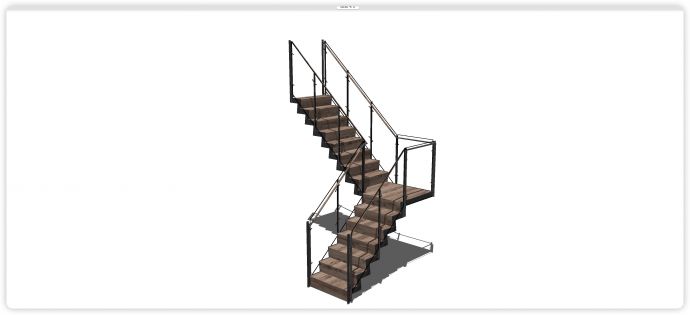 玻璃木制扶手实木踏板楼梯su模型_图1