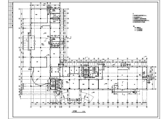 十七层L型办公楼建筑施工cad图，共二十二张_图1