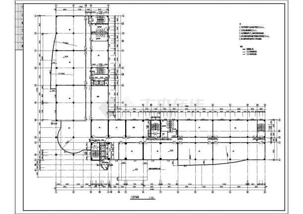 十七层L型办公楼建筑施工cad图，共二十二张-图二