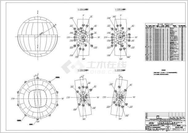 典型球罐机械设计cad总装配图（含技术要求）-图一