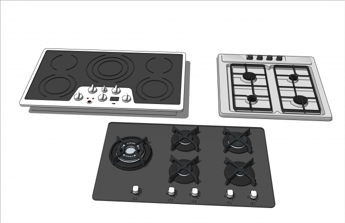 多种现代煤气灶厨房电器su模型_图1