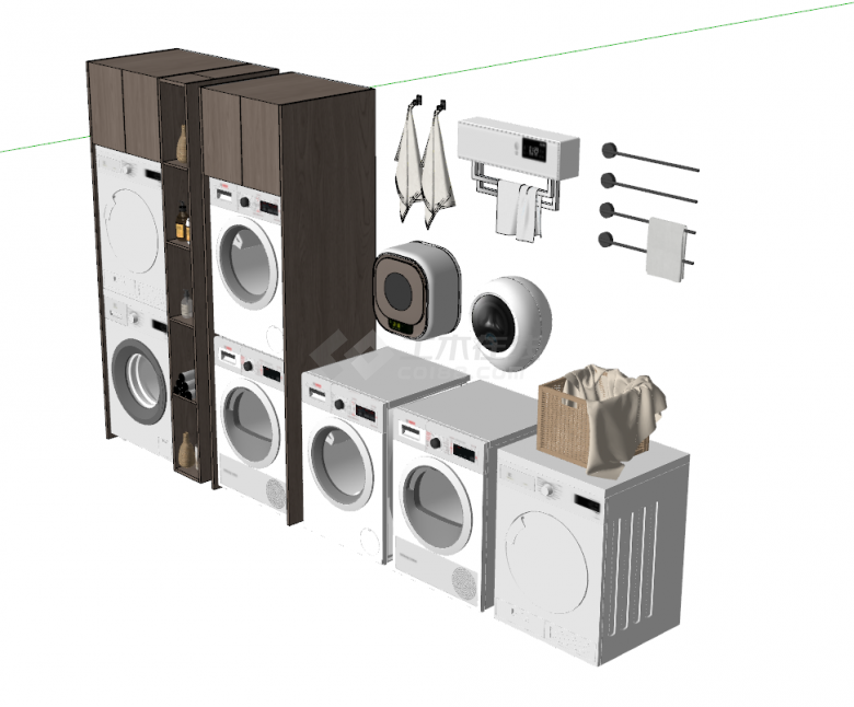 洗衣机组合挂壁洗衣机su模型-图二