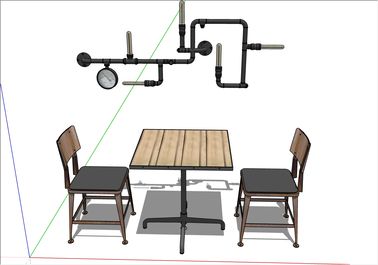 工业风格桌椅组合su模型