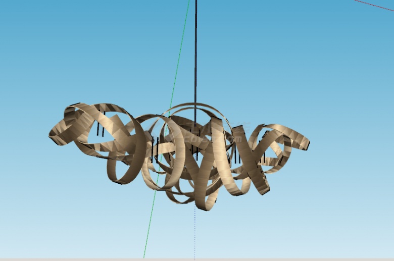 创意铜色不规则形状的吊灯su模型-图二