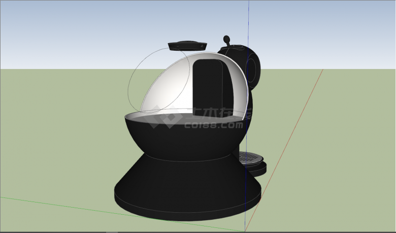 黑色圆形咖啡机厨房电器su模型-图二