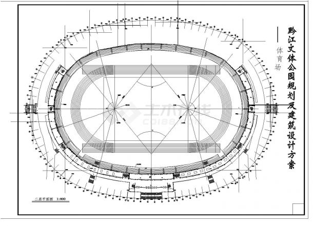 2层文体公园体育馆建筑CAD设计方案-图一