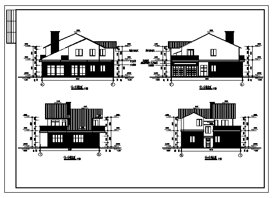 二层小别墅全套建筑施工cad图，共五张_图1