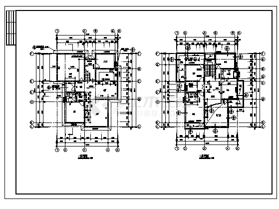 二层小别墅全套建筑施工cad图，共五张-图二