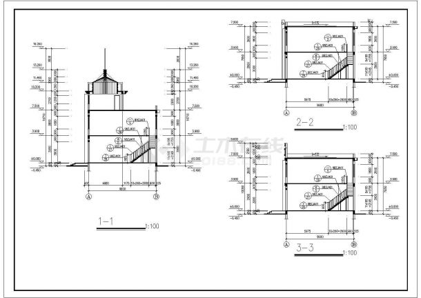 某商场二层商铺建筑CAD设计图-图二