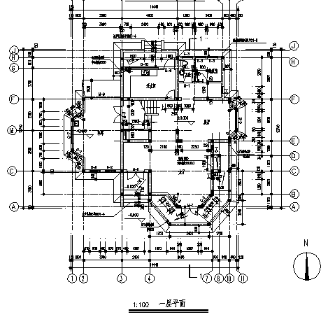 某二层现代风小别墅建筑施工cad图(含平立剖图，共八张）-图一