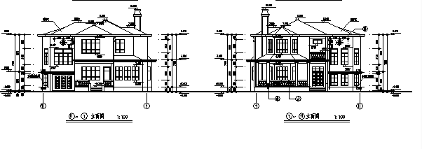 某二层现代风小别墅建筑施工cad图(含平立剖图，共八张）-图二