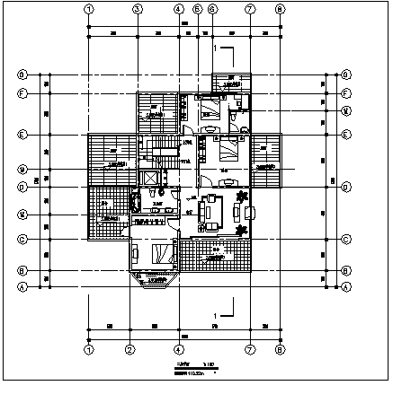 某三层小别墅建筑施工cad图(含平面图，共四张)_图1