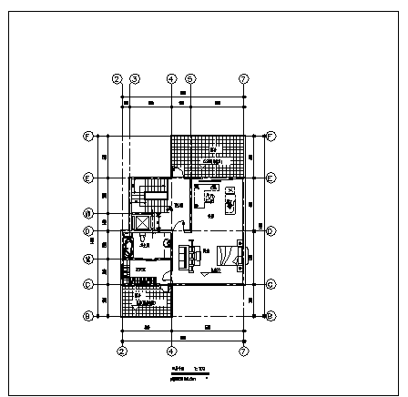 某三层小别墅建筑施工cad图(含平面图，共四张)-图二