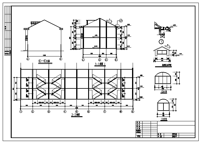 661平方米二层别墅建筑施工cad图(带夹层设计，共五张)_图1