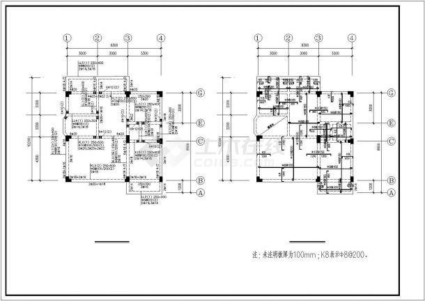 某三层别墅设计cad全套结构施工图（含设计说明，含建筑设计）-图二