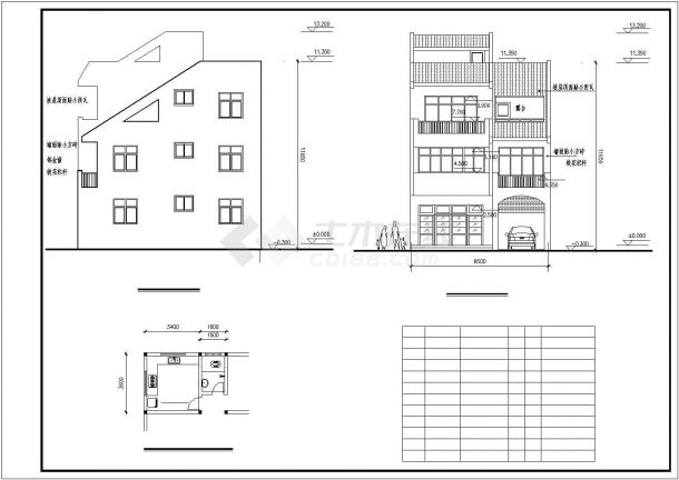 某砖混结构三层别墅设计cad全套结构施工图（含设计说明，含建筑设计）-图二