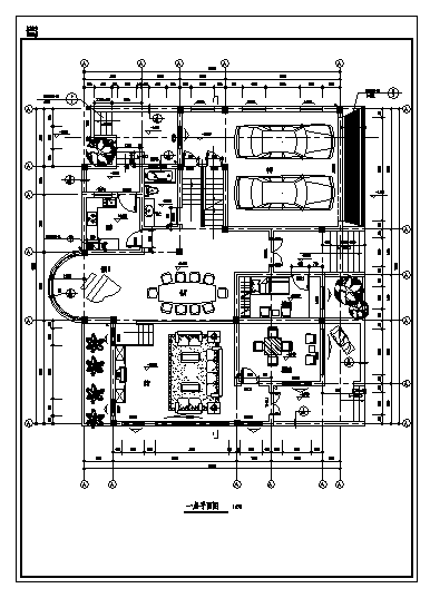 某三层小型别墅建施cad图(含地下室设计，共十二张)-图一