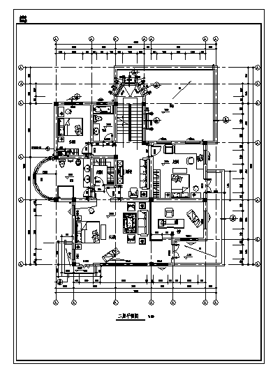 某三层小型别墅建施cad图(含地下室设计，共十二张)-图二