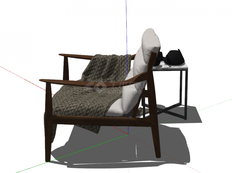 现代棕色木质休闲椅su模型-图一