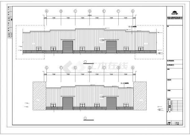 西宁市广济路南升石业公司单层钢结构厂房全套设计CAD图纸-图二