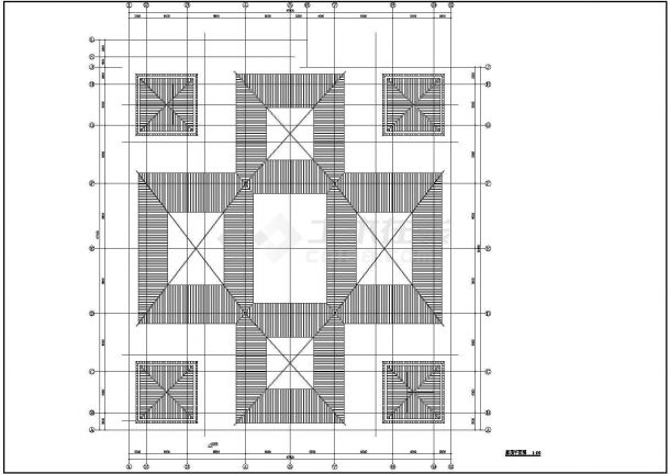 现代仿古建筑服务中心施工图纸(CAD，6张图纸)-图一