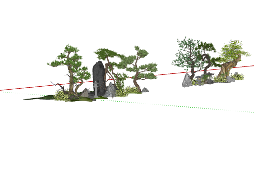 绿色弯曲现代景观树su模型_图1