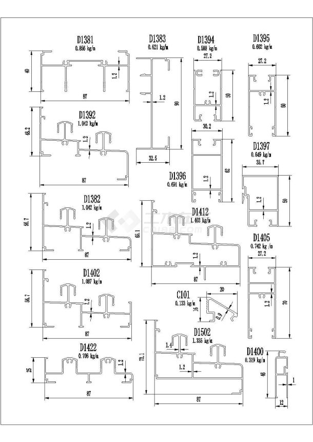 某新型密封推拉窗铝合金型材CAD-图一