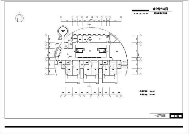 某地绿色家园的幼儿园建筑带效果cad图-图二