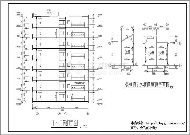 南昌某高校高层学生公寓楼建筑设计全套cad图（含平立剖）-图一