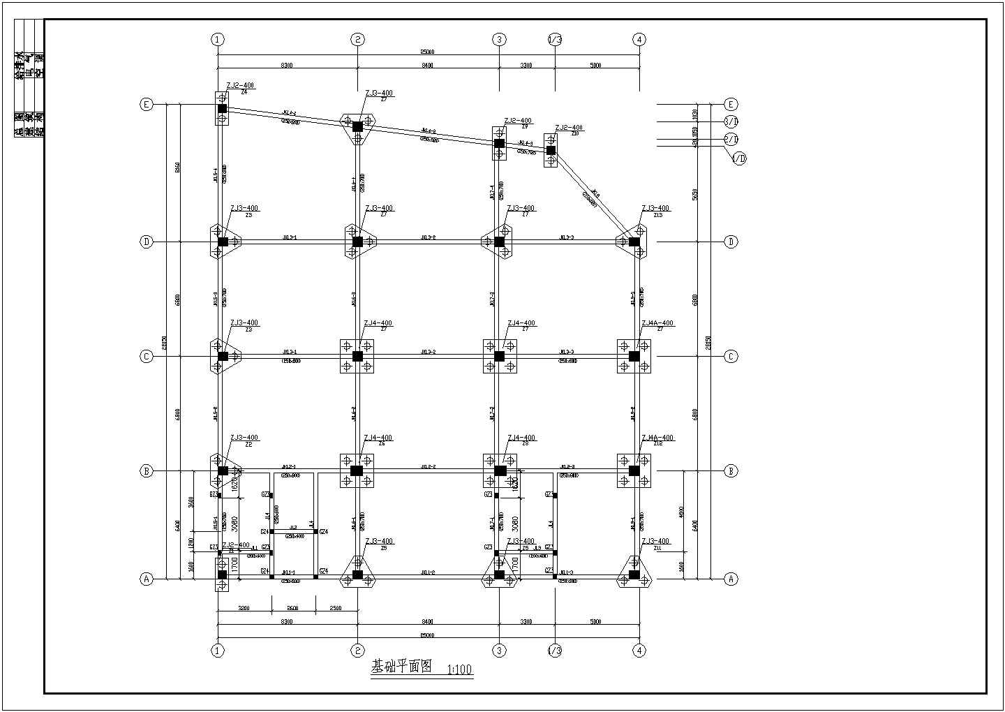 某地区大学钢筋混凝土框架结构公寓楼结构工程设计CAD图（含结构设计总说明）