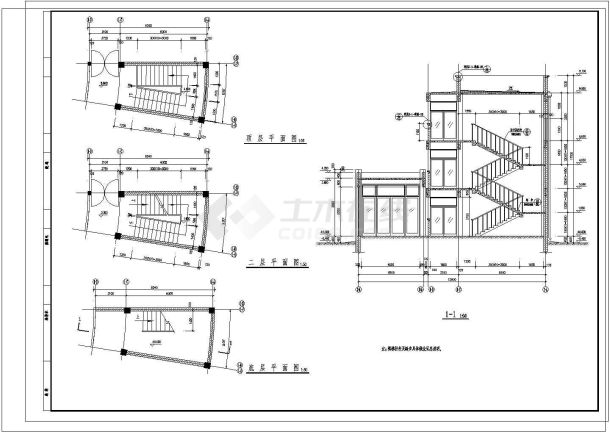 某地方成大教学楼建筑cad图-图二