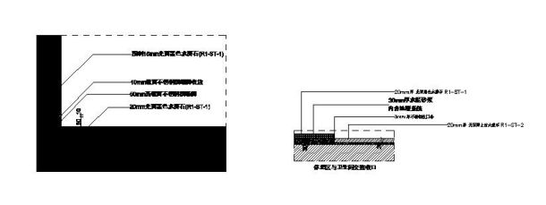 某办公室地面不同材质收口大样图-图一