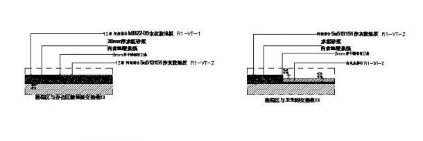 某办公室地面不同材质收口大样图-图二