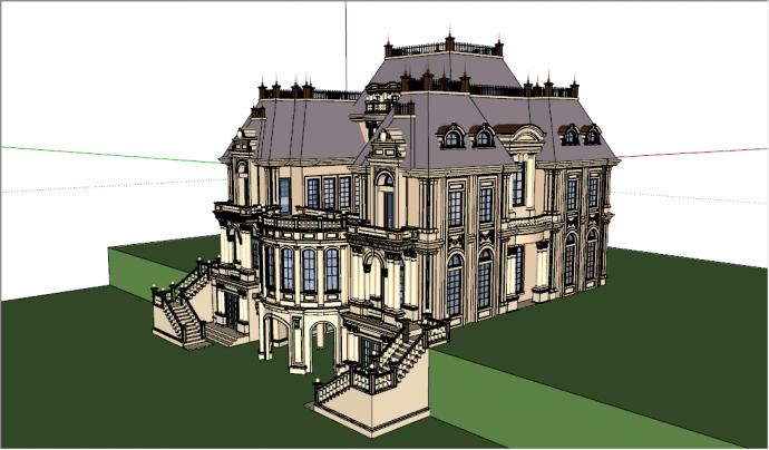 欧式古典风格大型城堡独栋别墅su模型_图1