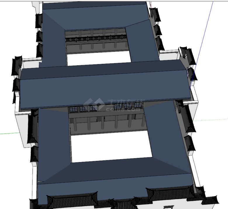 新农村自建中式合院su模型-图二