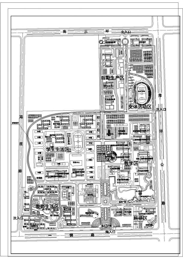 某地方区域高校新校区建筑CAD参考图-图一