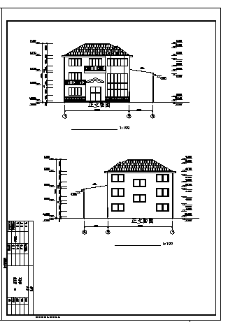 二层带阁楼小型别墅建筑施工cad图，共十一张-图二
