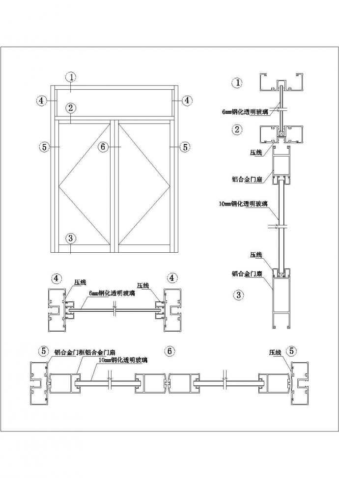 某弹簧门节点图CAD设计大样图纸_图1