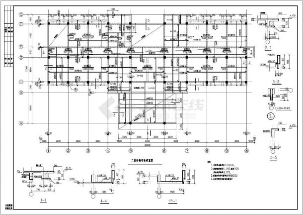 钢结构设计_框架办公楼结构施工CAD图-图二