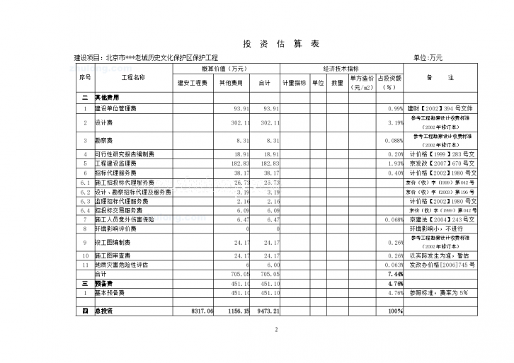 北京市某历史文化保护区保护工程投资估算-图二