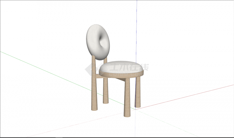 简易圆形软垫休闲椅su模型-图一