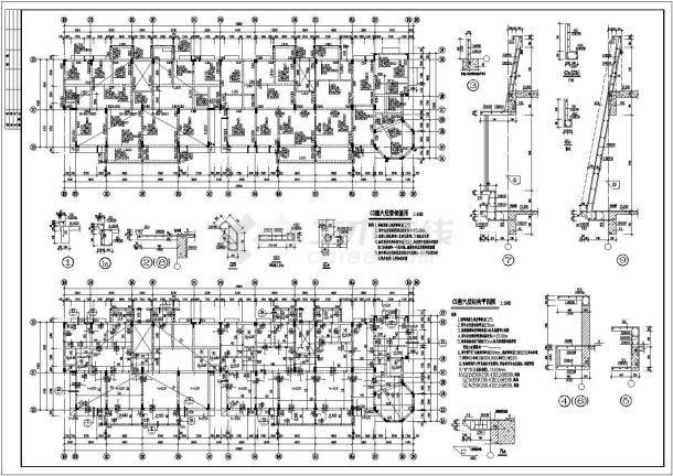 钢结构设计_某错层框架结构商住楼结构施工CAD图-图二