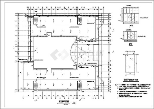 一校园多幢教学楼建筑CAD立剖面图-图一