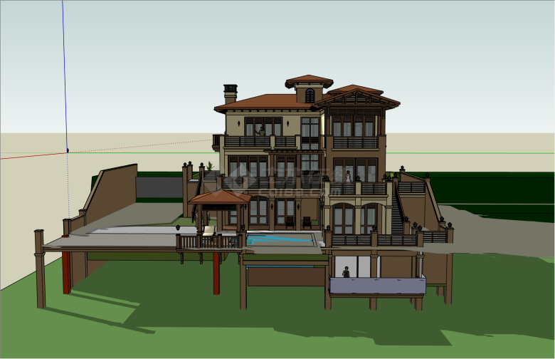 特色西班牙风格别墅su模型-图一