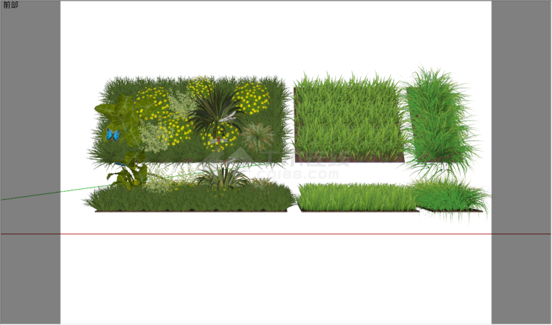 现代景观草皮草坪户外植被组合su模型-图一