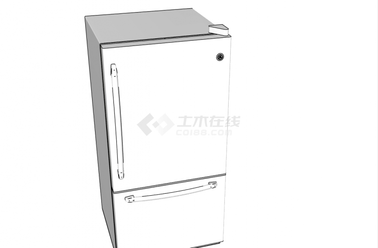 白色厨房单开门冰箱su模型-图二