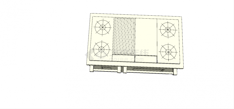 现代六底支座带柜子样式燃气灶su模型-图一