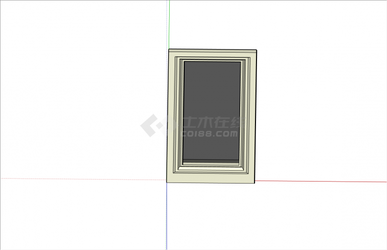 普通方形现代固定窗su模型-图二