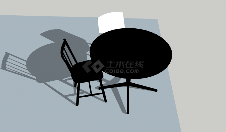 单品家具黑白桌椅套装su模型-图二