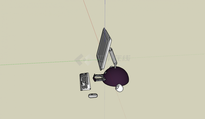 小型电脑鼠标键盘组合su模型-图二